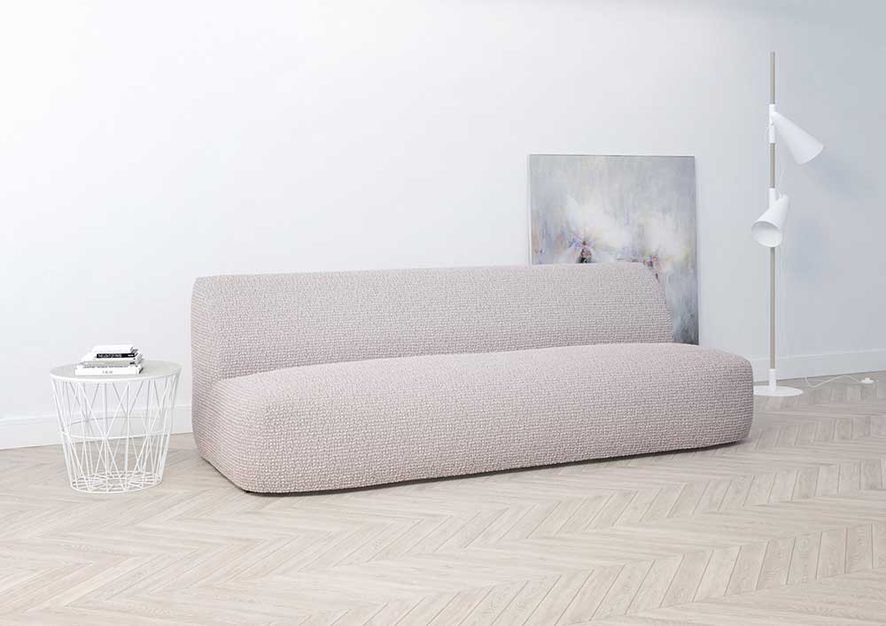 Мебельный чехол Дримлайн на трехместный диван без подлокотников бледно-розовый 150-220